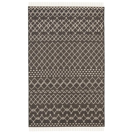 Safavieh 4 x 6 ft. Kilim Rectangle Hand Loomed Wool Rug Charcoal & Ivory KLM522A-4
